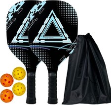 Pickleball Set: 2 Wood Paddles, 4 Balls, Carry Bag - Beginner/Intermediate