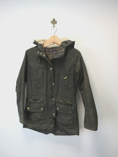 Barbour Kelsall Wax Cotton Parka Fur Hood Green No Labels