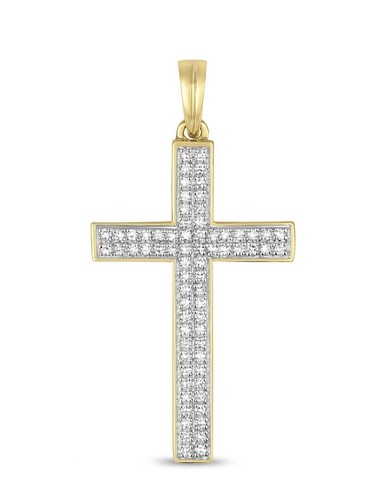 Diamond cross pendant yellow - diamond,