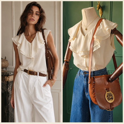 Vintage 1990s ruffle blouse - vintage,