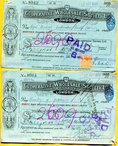 Bank cheques 1932 - 2,