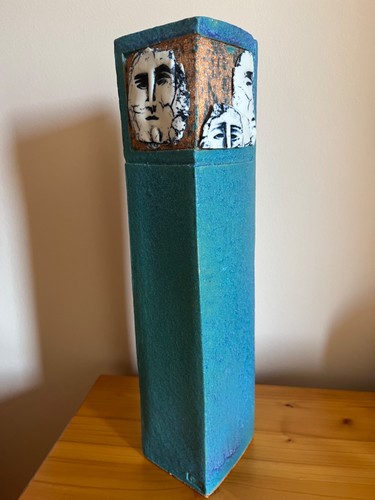 Turquoise ceramic art vase - turquoise,