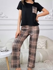 Biscuit Plaid Ladies Pyjamas -