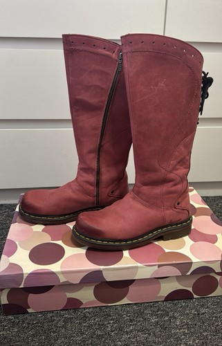 Martens red leather knee - martens,