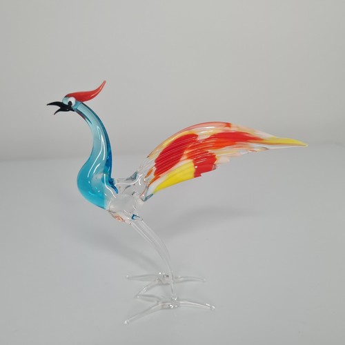 Vintage art glass rooster - glass, bird