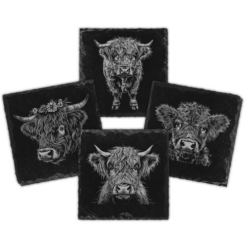 Highland cow natural - highland, slate