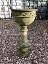 Antique Font Weathered Rare One Off Carved Stone & Some Damage Bird Bath Font