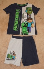 Sainsburys Tu Boys' Navy Minecraft Short Pyjamas, Age 10-11 Years