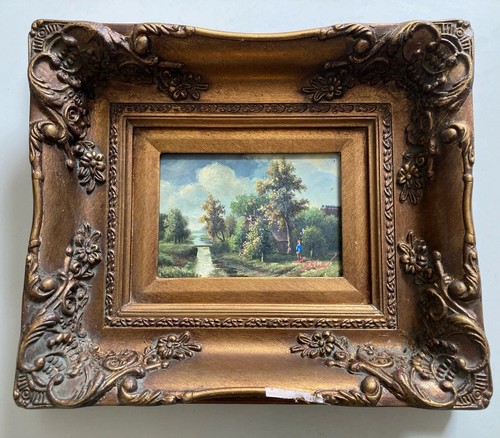 Antique oil painting wood - antique,