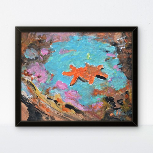 Starfish rock pool - rock, painting