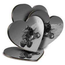 4x Heart MDF Coasters - BW - Quad Bike Desert Safari 4x4  #35439