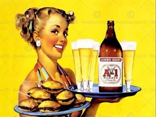 ADVERT DRINK ALCOHOL LAGER Jumbo Quart Burger waitress ART POSTER CC6190