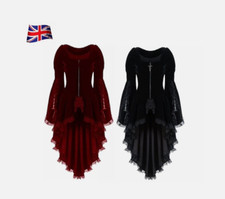 Plus Size Ladies Halloween Tailcoat Jacket Gothic Steampunk Victorian Costume UK