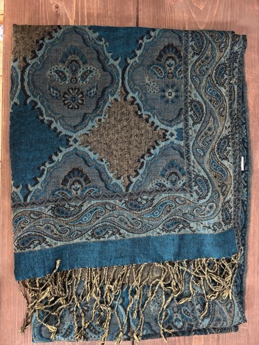 Teal gold paisley jacquard - teal,