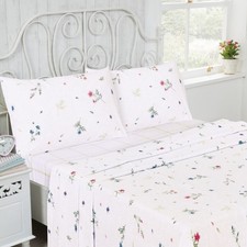 Multicolour Meadow Floral Flannelette Bed Sheet Set 100% Brushed Cotton Bedding