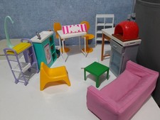 Barbie Dreamhouse Furniture Dining Chairs Table  Pizza Cafe kitchen Ikea Mattel 