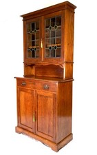 Antique Oak Wooden & Glazed Display Cabinet Bookcase / Dresser / Cupboard c.1900