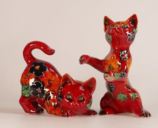 Anita Harris Pair Playfull Kittens Gold Signed 20cms perfect condition