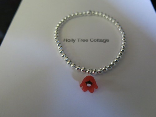 Cute small poppy charm silver - cute,