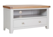 Corner Oak TV Unit Corner Solid Cabinet Pine in Dorset Painted French Grey