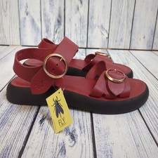 Fly London Bunk604Fly Ladies Red Leather Sandals Intense Rust UK 8 EU 41