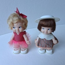 Vintage Miniature Pee Wee Dolls X 2, Uneeda, 1965, Made In Hong Kong