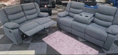 Roma grey fabric recliner - fabric, 3+2