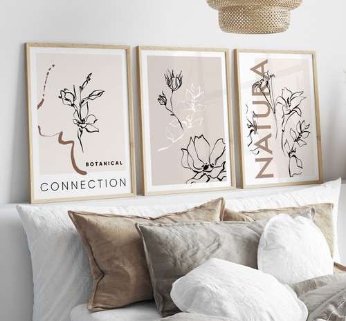 Set beige black botanical - of,