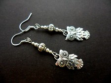 Pair tibetan silver owl - pair,