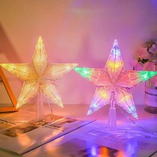 LED Star Christmas Tree Topper Ornament Party Decoration XmasTree Decor Light-Up