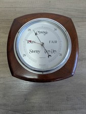 VINTAGE HEAVY WOOD & METAL HANGING COMPENSATED BAROMETER-BRITISH MADE