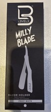 BARBER BEAUTY SALON L3VEL3 MILLY BLADE STRAIGHT FOLIDNG RAZOR HOLDER FROST WHITE