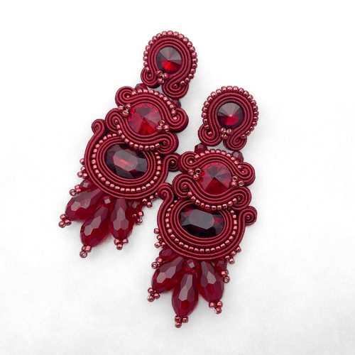 Handcrafted maroon soutache - handcrafted,