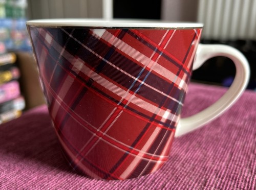 New red tartan ceramic mug - mug,