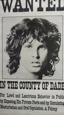 Small Poster Jim Morrison Of The Doors Wanted Dade County FL 17" x 23" Matte