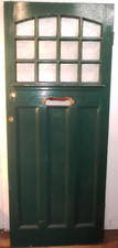 A RECLAIMED EDWARDIAN PINE GLAZED FRONT DOOR W850mm H2085mm DE0461