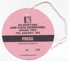 1974 JOHN PLAYER MOTORCYCLE BIKE GRAND PRIX SILVERSTONE PRESS PASS ENTRY TICKET