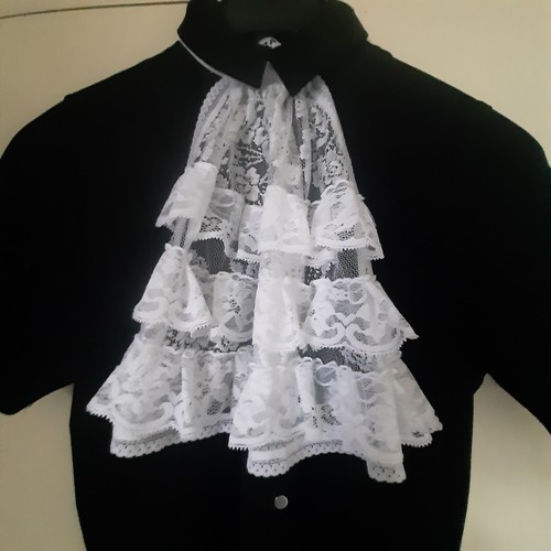 White lace jabot victorian - jabot,