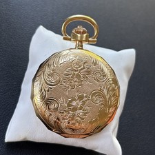TISSOT Swiss Pocket Watch. Floral Gold Tone Case. Working Quartz Swiss Watch 