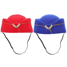  2 Pcs Beret Hat Women Air Hostess Cosplay Stewardess Flight Attendant