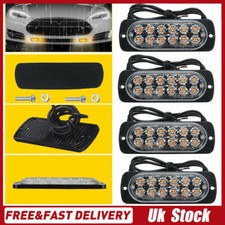 12LED Amber Recovery Strobe Flashing Grille Light Bar Truck Beacon Lights 12/24V