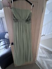 Olive Green Sleeveless Long Bridesmaid Dress
