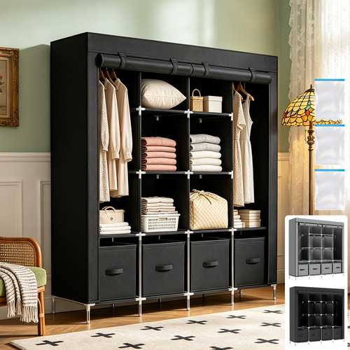 Large fabric canvas wardrobe - canvas,