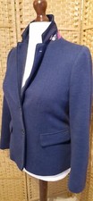 Joules Lined Blazer Jacket Size 12 Blue Herringbone Excellent (H6)