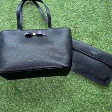 Ted Baker Women's Textured Leather Bag And Matching Purse Black With Bow Detail