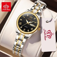 Ladies Luxury Wristwatch Waterproof Stainless Steel Elegant Quartz Watch Boxed