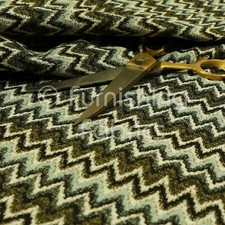 Jacquard Tapestry Chevron Pattern Green Blue Colour Chenille Upholstery Fabrics