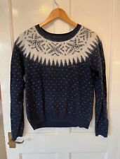 Fat Face Fairisle Jumper Nordic Sweater Grey Charcoal White | Womens UK12