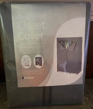 Wardrobe Cover Double Rod Closet Zipper Gray Clothes Protect Bedroom Whitmor Fit