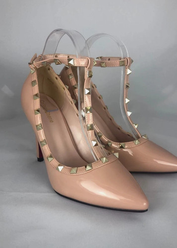 Nude stud heels with pink - nude,